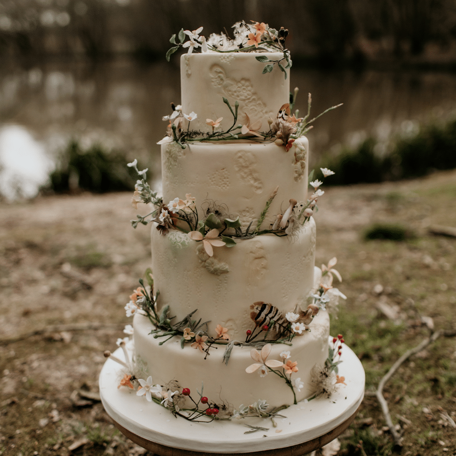 Wedding Cake with a Forest Wedding Theme