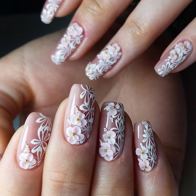 Floral Patterns for Your Wedding Nails