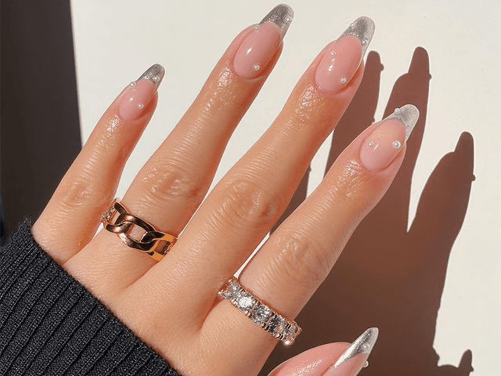 Stunning Wedding Nails with Metallics and Shine