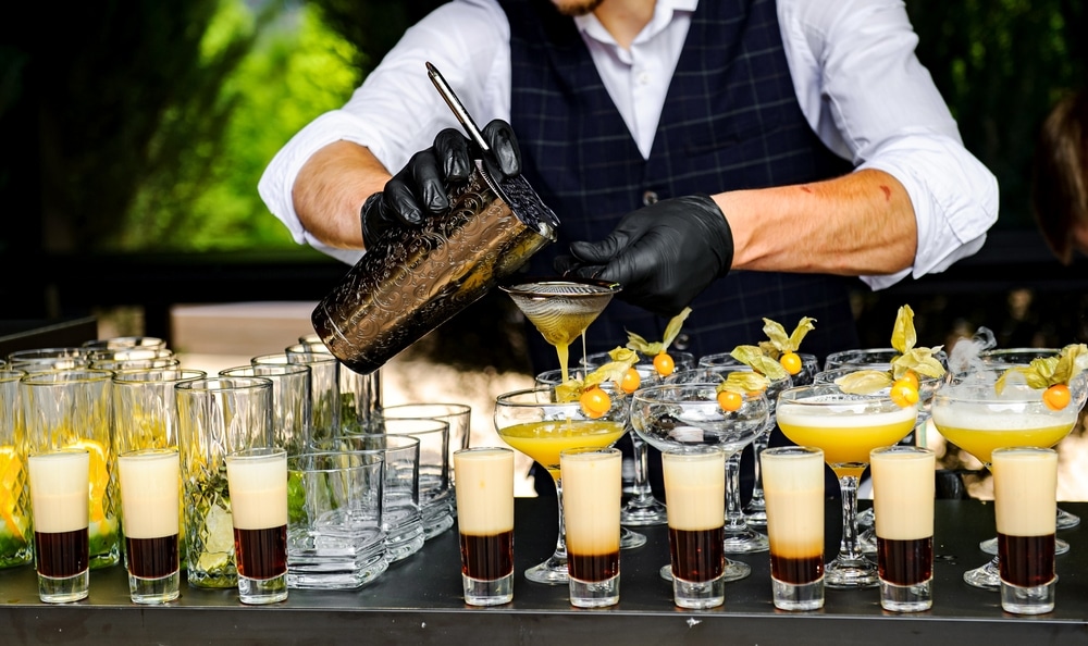 Close Up Cocktail Bar Table On A Wedding Reception Party