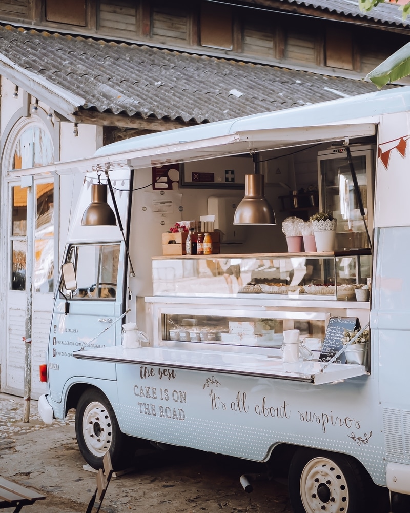 A view of food truck at a wedding