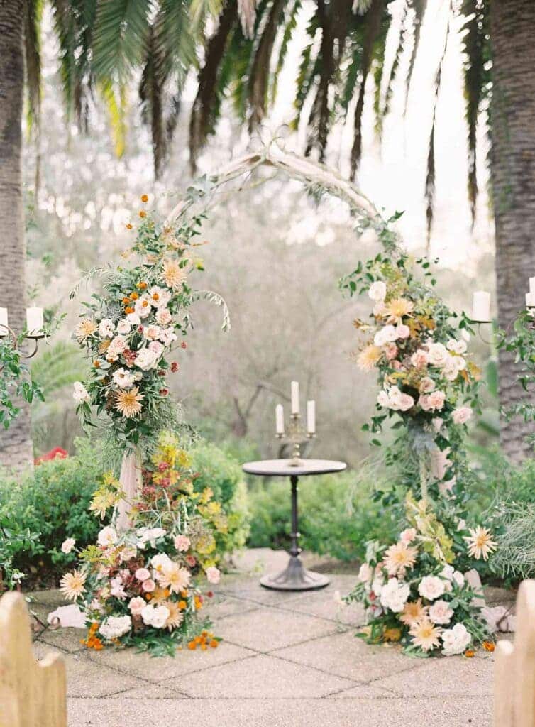 Natural Archway adorned with colorful flowers