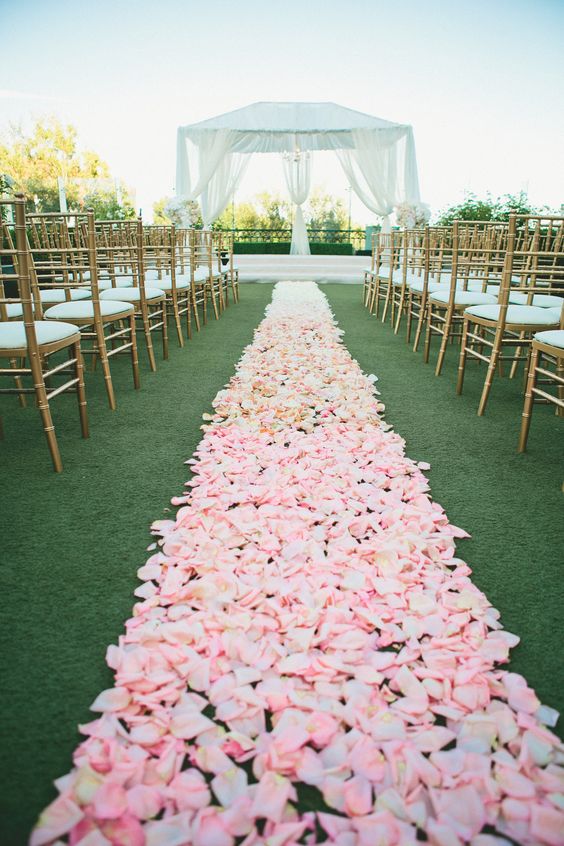 aisle runner with rose petals