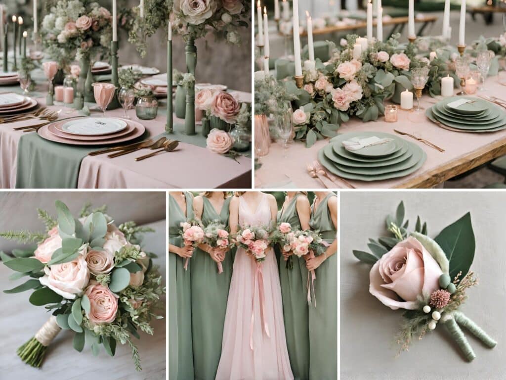 Pink and Sage Green Wedding  