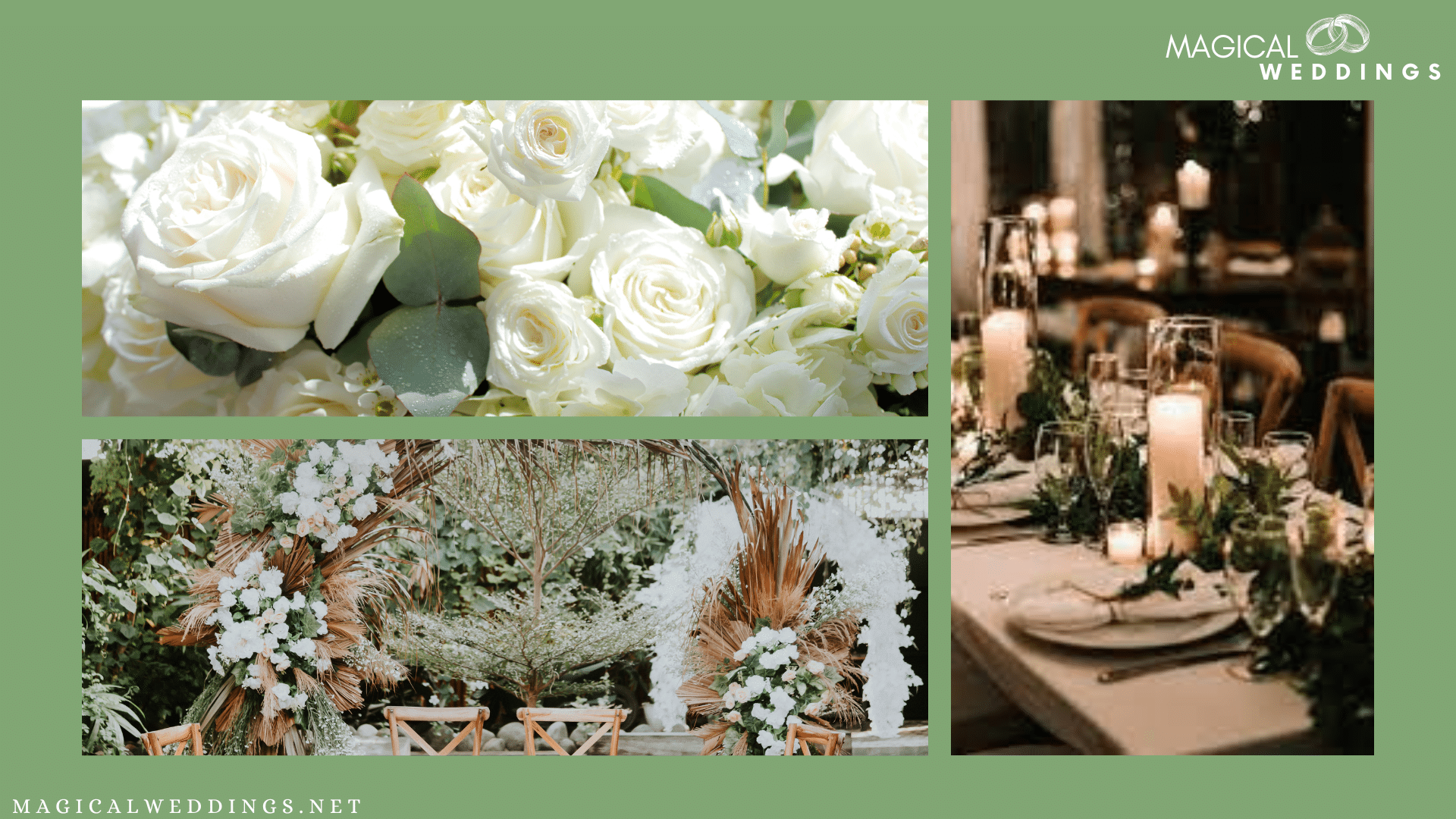 sage green flower decor on the wedding venue