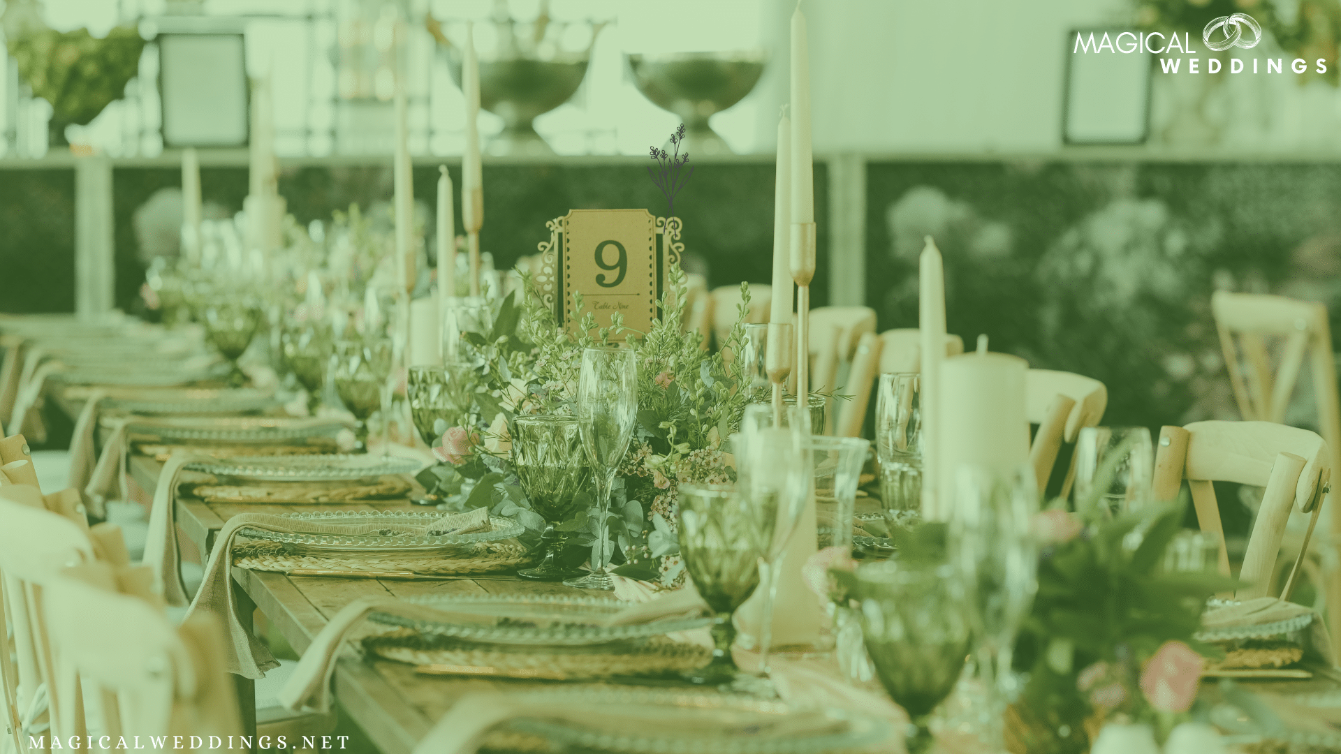 sage green wedding theme a decorated table