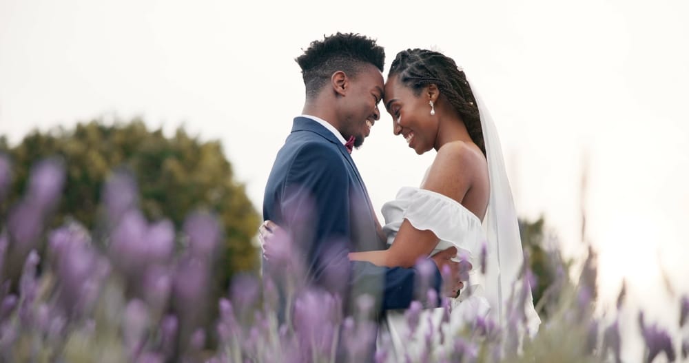 Wedding Bride And Groom Hug In A Field Dancing And