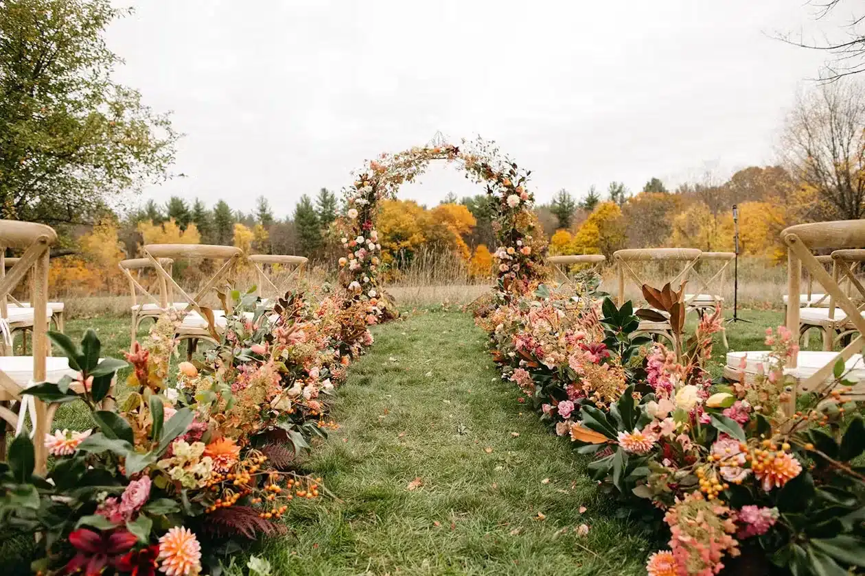 lush fall wedding at a private residence in holliston massachusetts