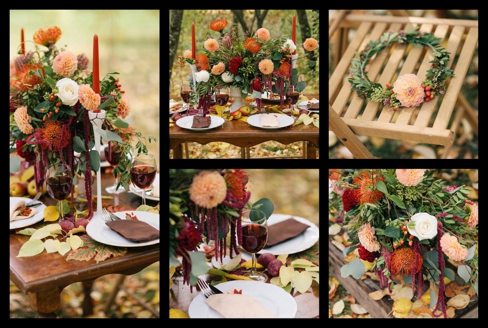 Dinning Table Set For Wedding Autumn Flowers Table Decor Floral