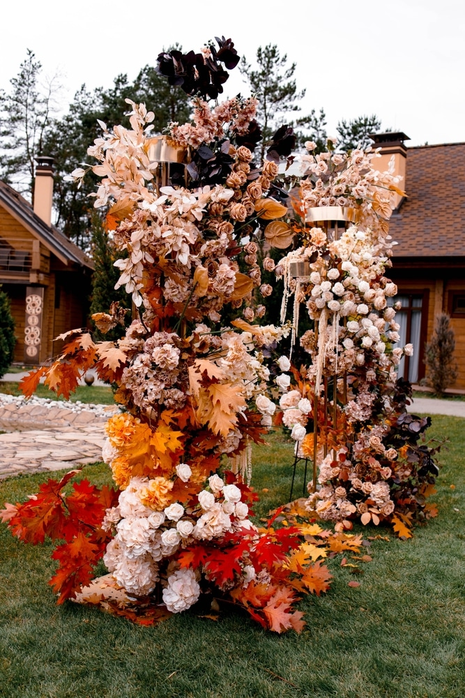 Part Of The Wedding Decor Autumn Leaves Wedding Arch