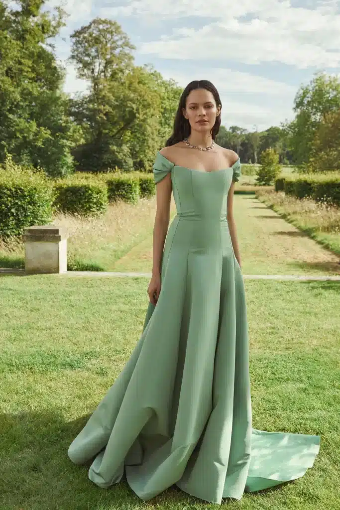 women wearing green color long dress