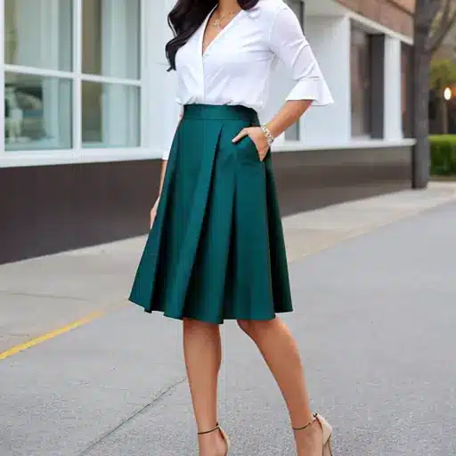 women wearing white shirt with green skirt