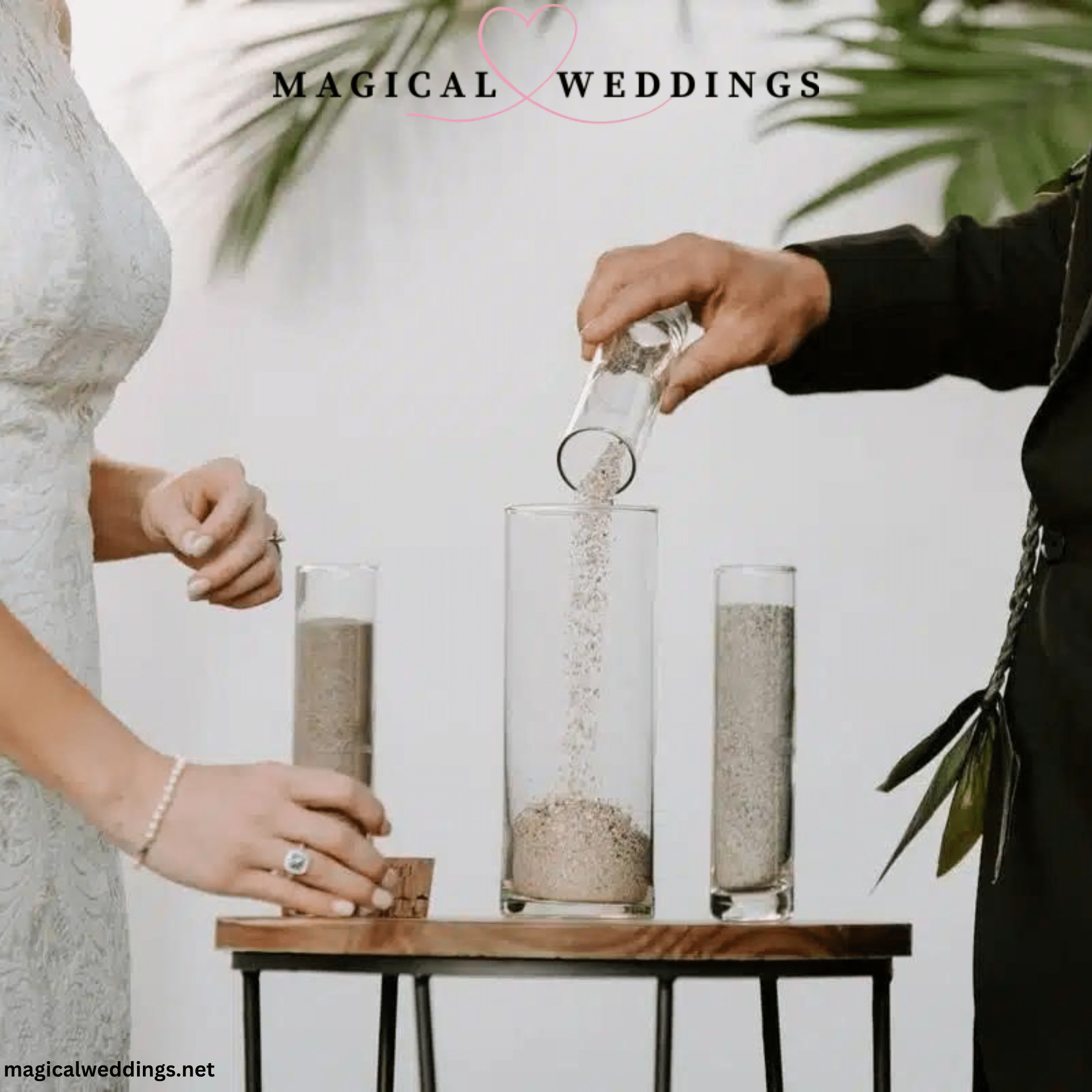 couple pouring sand in glasses