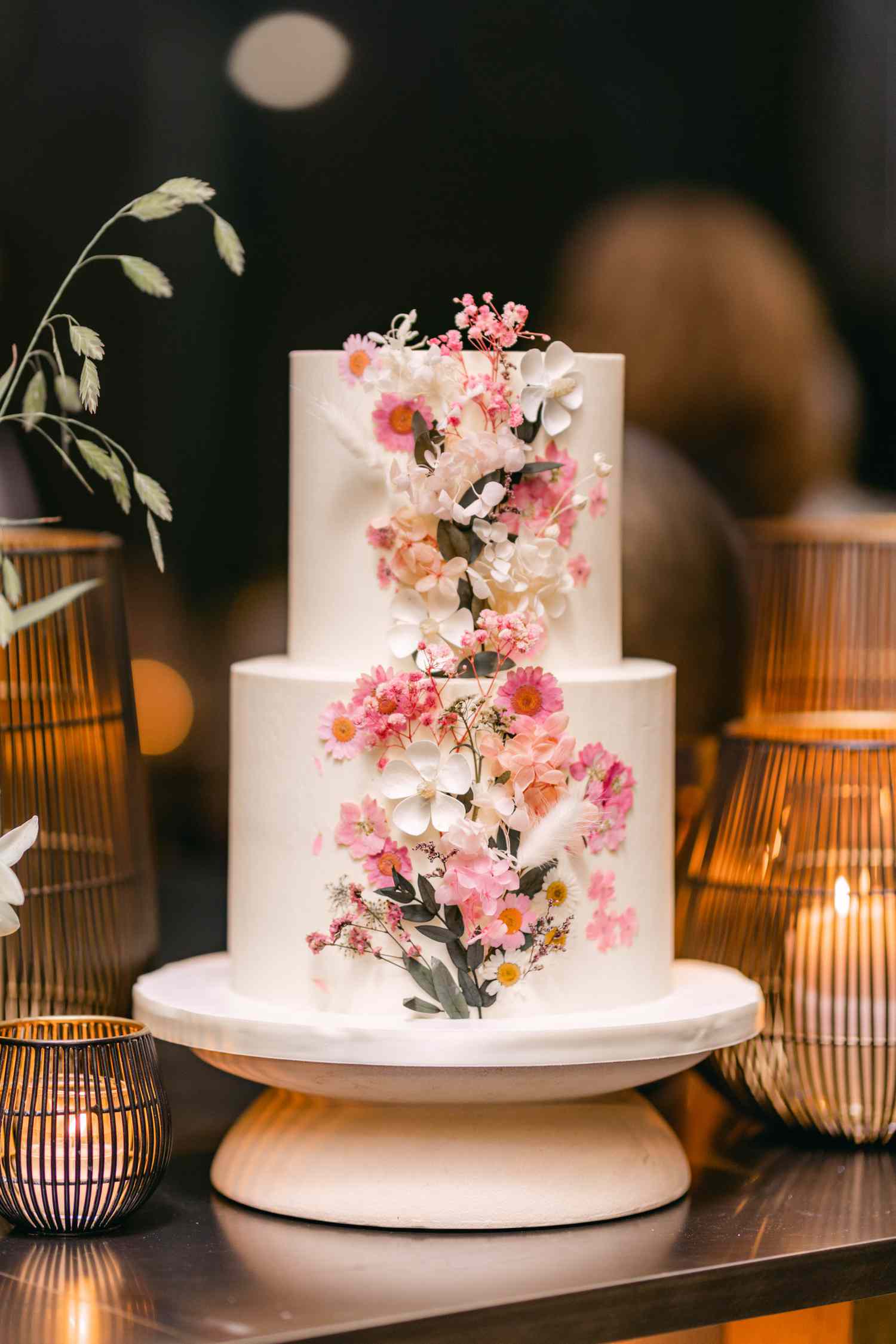 two tier butter cream wedding cake'